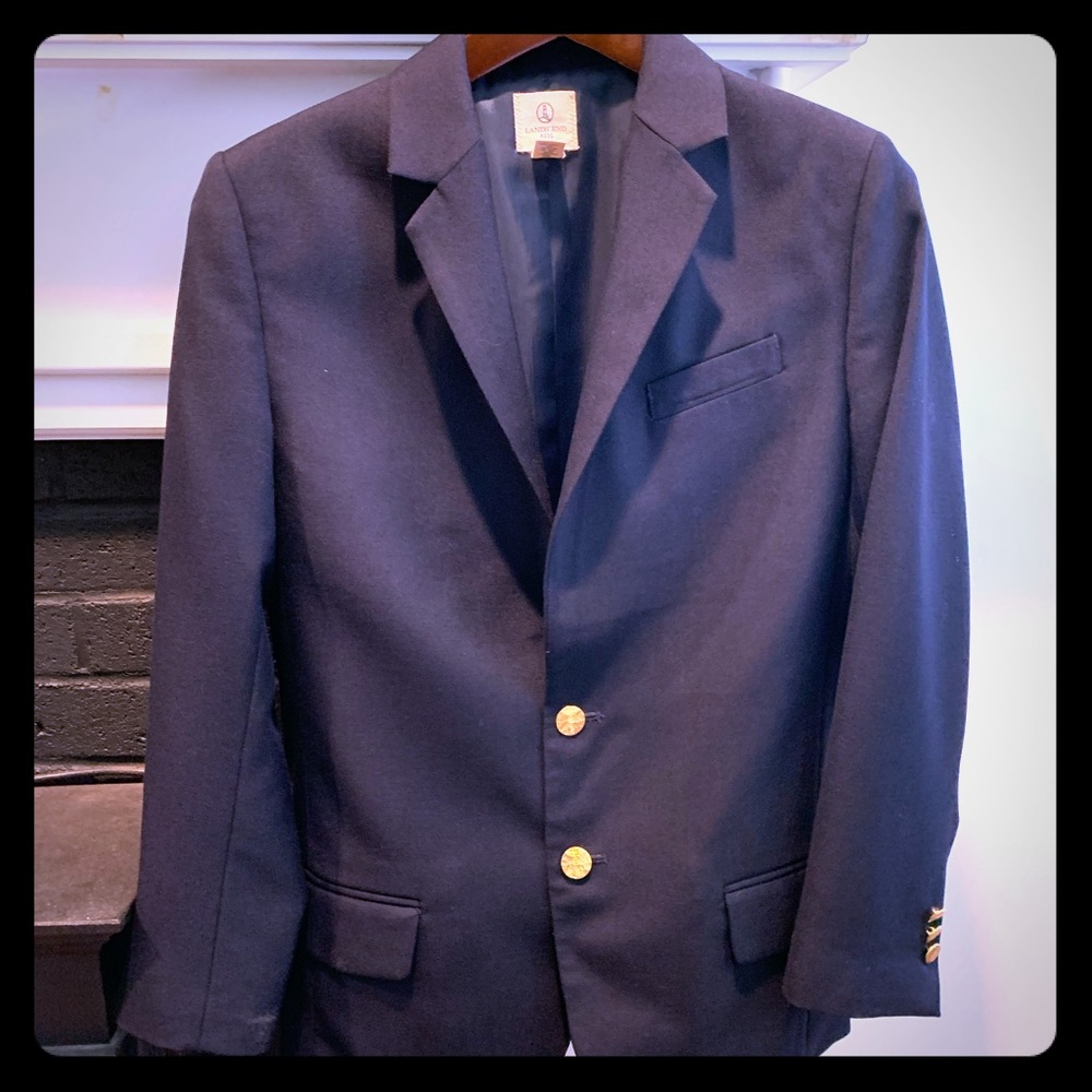 Size 14 Lands End Boys Navy Blue Blazer